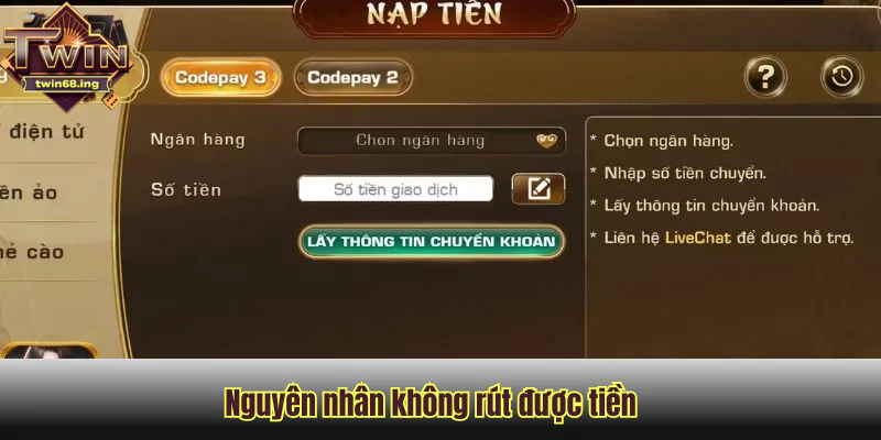 Rút tiền không thành công hãy kiểm tra lại thông tin