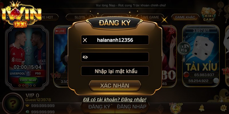 Khi đăng ký Iwin thông tin tài khoản với khớp với tên thẻ ngân hàng